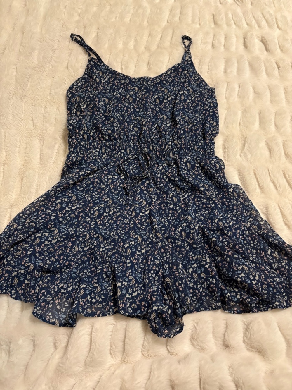 Trixxi Navy Floral Dress with Pink and White Accents